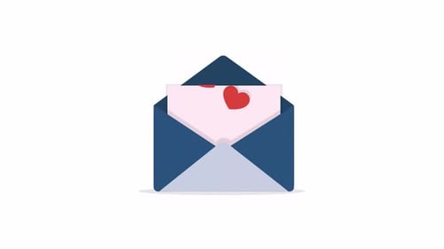 Minimalist Envelope Opening with Love Hearts Reveal Animation