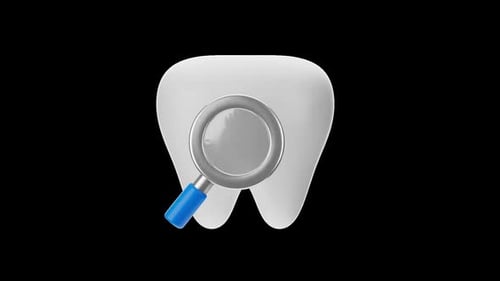 Animated 3D Tooth with Magnifying Glass Examination