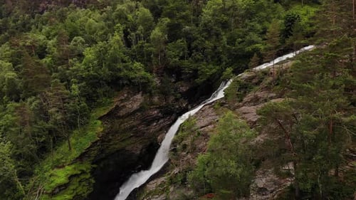 Svandalsfossen In Norway, Ryfylke Route. Aerial View