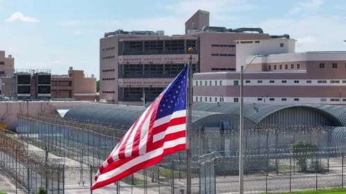 American Flag Waving at Urban Correctional Facility