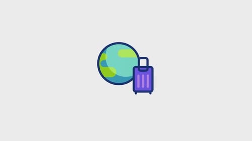 Animated Travel Icon: World Globe and Suitcase