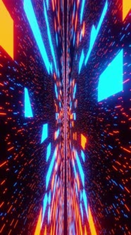 Futuristic Neon Tunnel Hyperspace Travel Loop Background