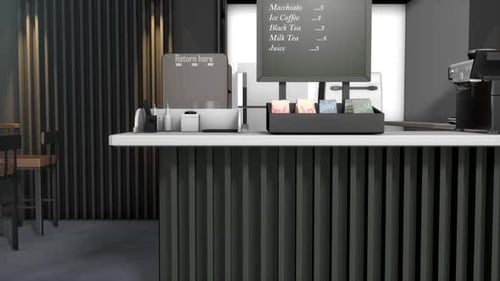 Modern Coffee Shop Counter with Menu
