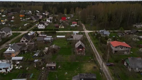 Aerial Cityscape with Buildings Trees and Homes in a Residential Area