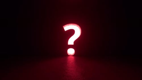 Red question mark symbol on black background