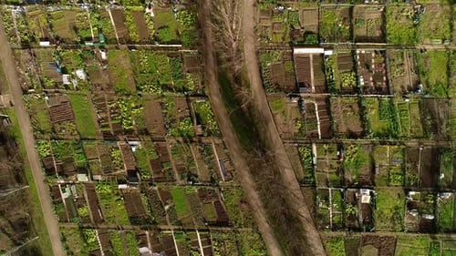 Community Landwirtschaftsfelder in der Stadt, Ansicht von oben