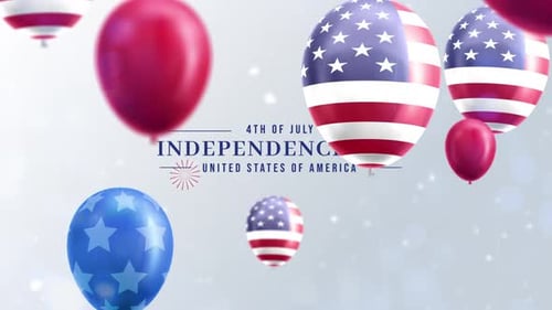 4th of July Independence Day Celebration with American Flag Balloons