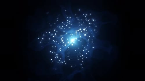 Magic blue sparkle nebula with twisted spark particles
