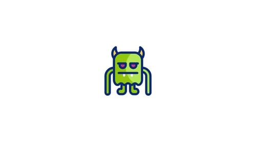 Green Monster Character Idle Flat Design Animation