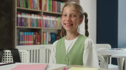 Portrait Girl School Education Lesson Happy Joyful Teenager Learner Student Child Schoolgirl Female