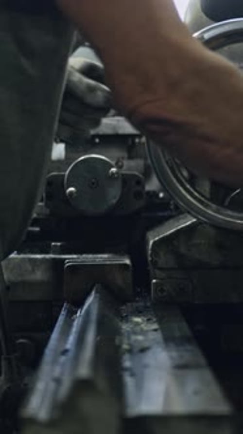 Precision metal lathe operation by skilled machinist