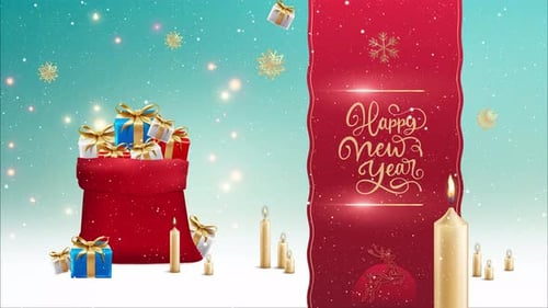 Christmas Gift Red Banner Happy New Year Looped