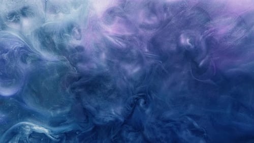 Abstract Ink Swirls of Blue, Purple and White