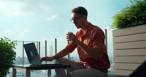 Freelancer Works on Laptop Outdoors Embracing Freedom of Remote Work This Freelancer Exemplifies