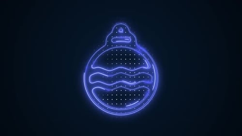 Neon Blue Christmas Tree Decoration Outline Loop Background