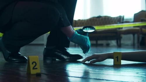 Forensic Investigator Examining Crime Scene Evidence