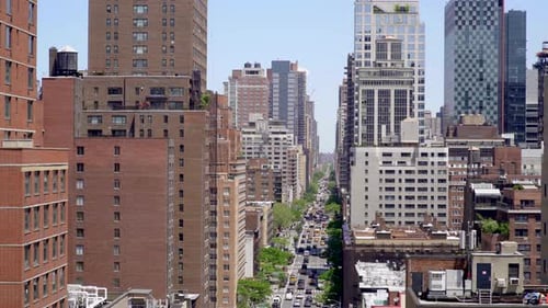 stunning view of skyscraper buildings blocks in the city