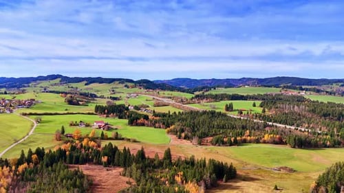 Scenic Aerial View of Autumnal Countryside