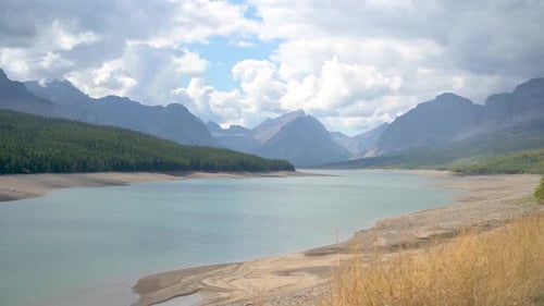Lake Sherburne during the fall in the Many Glacier region of Glacier National Park, static