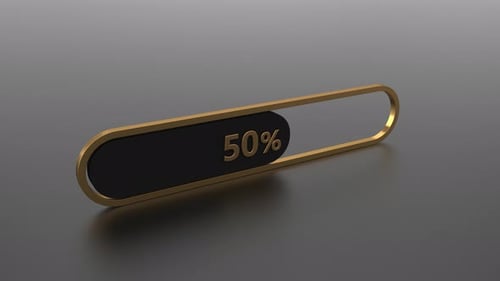 3d elegant loading bar with numbers and golden metal frame