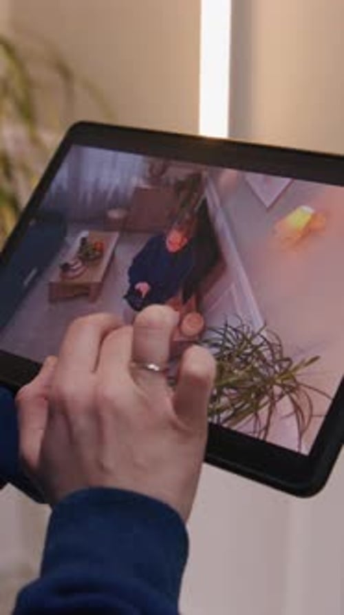 Woman Checks Security Cam After Installation