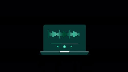 Podcast Streaming on Laptop Animation Video - Transparent