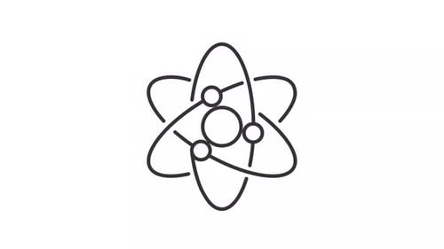 Animated Line Art Atom Icon with Orbiting Electrons