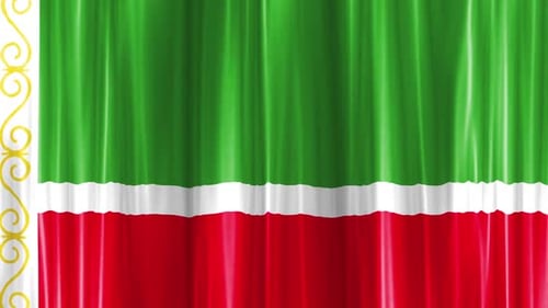 Chechnya National Flag Waving Fabric Background