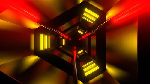 Red And Yellow Starship Engine Energy Tunnel Background Vj Loop In 4K