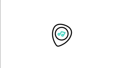 Animated Location Pin with Pulsing Music Note Icon