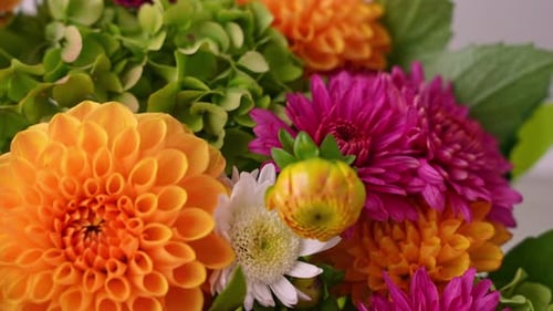 Bright Bouquet of Colorful Spring Flowers Rotating