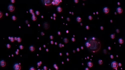 Neon Letter D Floating Bubbles Loop Background