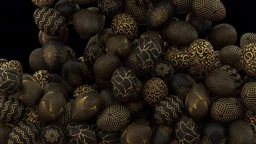 Elegant Black Gold Decorative Easter Eggs Falling Animation