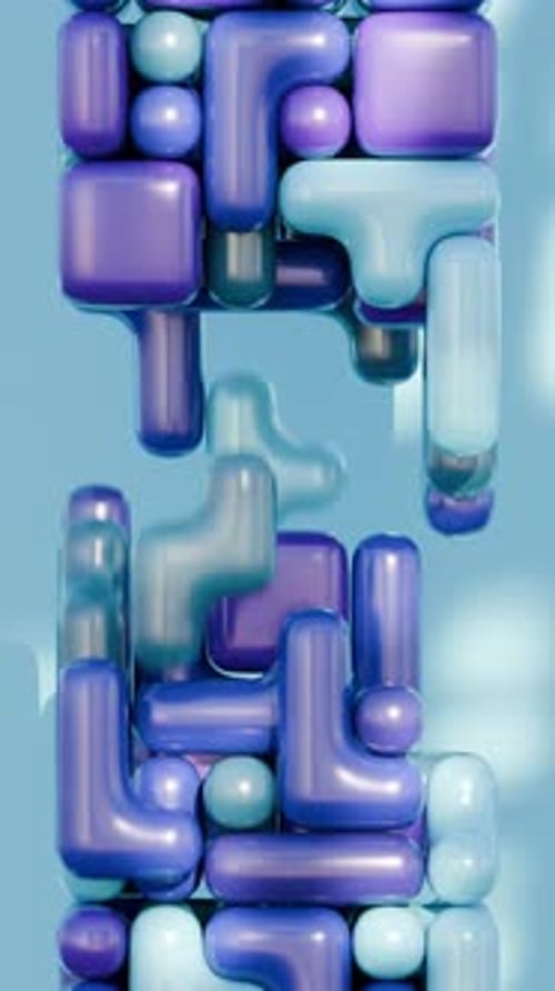 Puzzle Game Pieces Filing the Screen 3D Animation