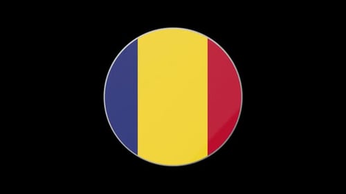 3D Spinning Romanian Flag Circle Badge Animation