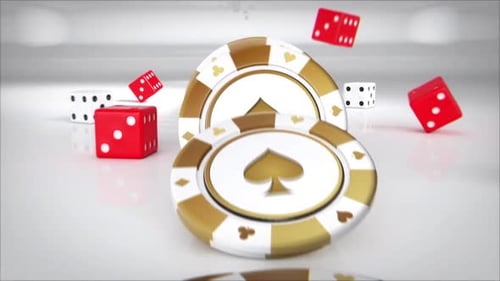 Yellow casino chips fall like dominoes to reveal spade earth sign