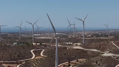 Wind Turbines Overlooking the Mediterranean Sea