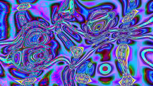 Líquido brilhante ondulado, torção, gradiente abstrato.