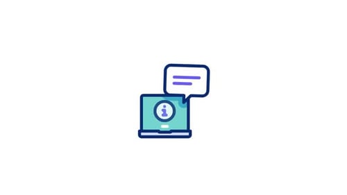 Flat Design Laptop Information Icon with Speech Bubble Animation