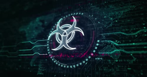 Biohazard danger alert symbol loop digital concept