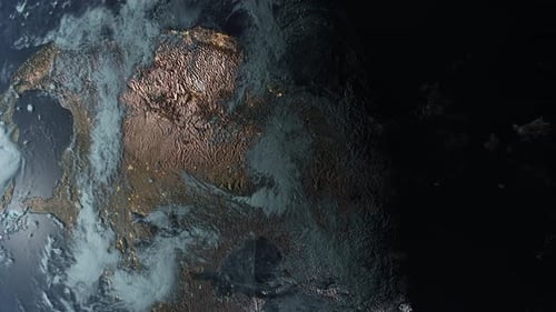 Planet earth from space, slow circulation.