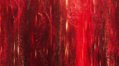 Abstract Red Shimmering Particles and Light Streaks Background