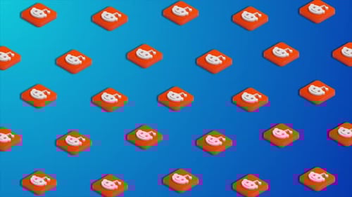 Loop de fundo de animação de Ícones de mídia social Reddit