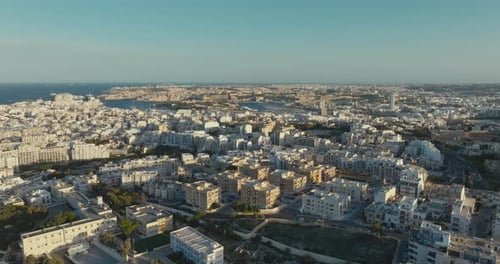 Scenic Aerial Footage of St Julian's Malta with an Urban Cityscape