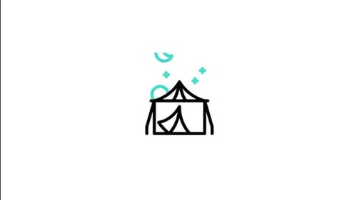Animated Sketch of Camping Tent with Moon and Stars
