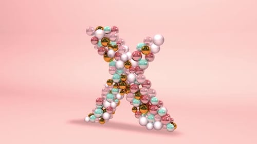 Glossy Colorful Spheres Forming Letter X Reveal
