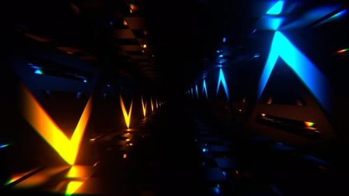 Orange And Blue Neon Curve Line Tunnel Background Vj Loop In 4K