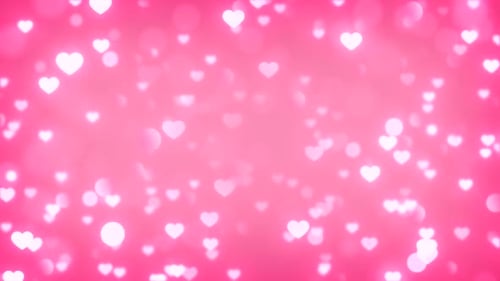 Animated Glowing Hearts Particles on Pink Background