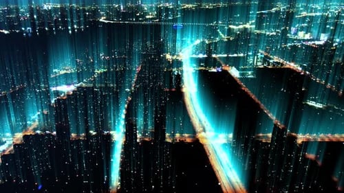 smart Connected city skyline. Futuristic network concept, city Technology.