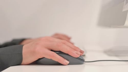 Close up of Woman Hands Using Computer Mouse